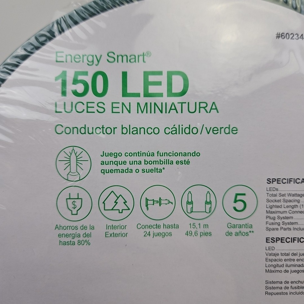GE Energy Smart 150 Ct 49.6‎ ft Warm White MIniature LED Christmas String Light - Picture 4 of 5